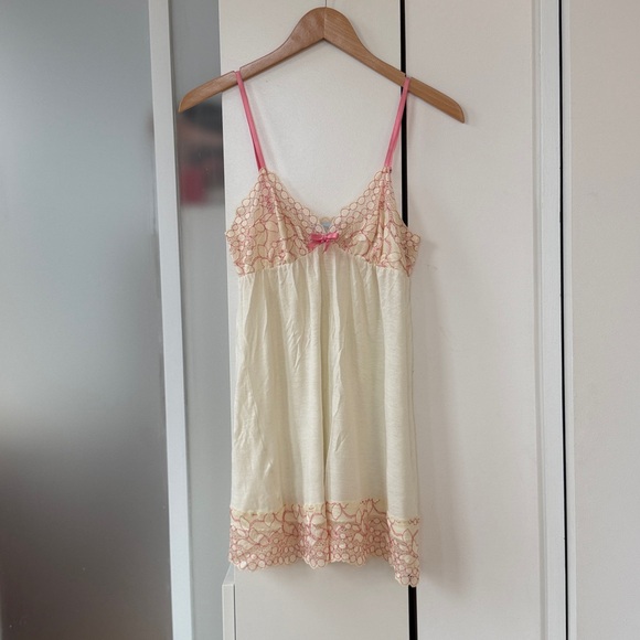 Eberjey Other - Eberjey Lace Trim Chemise - Cream and Pink